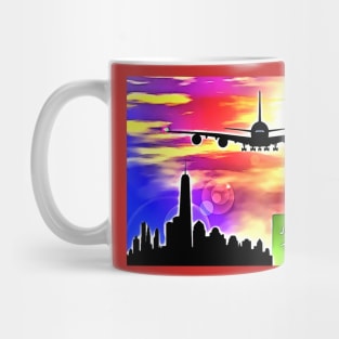 Airplane Landing at NYC Mug